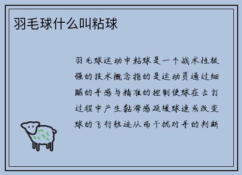 羽毛球什么叫粘球